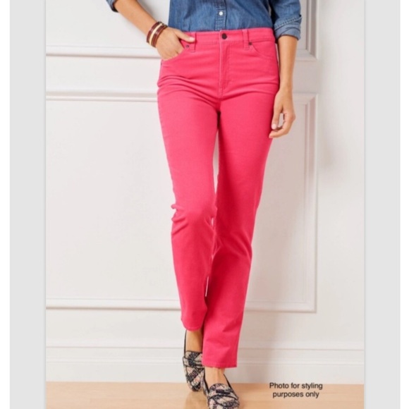 Talbots Heritage Straight Leg Corduroy Pants Berry Pink Sz 2 Stretch Academia - Picture 1 of 12